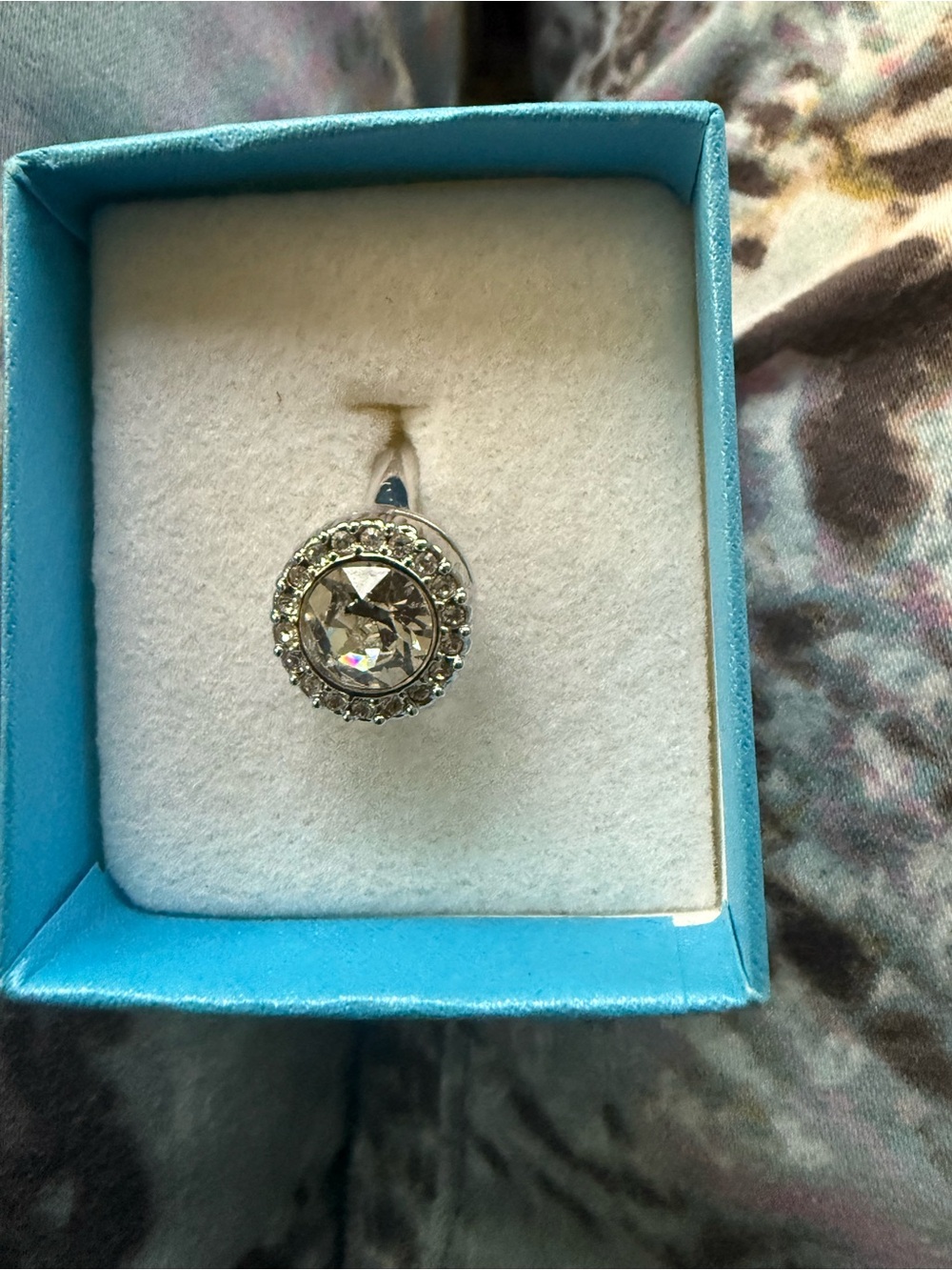Touchstone by Swarovski Elegant Clear Crystal Halo Cocktail ring -Size 5.5